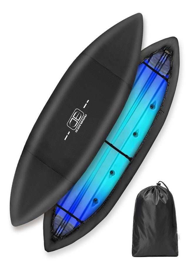 OCEANBROAD Kayak Cover, Water-Resistant UV-Resistant Kayak(Non-Fishing) Canoe Dust Covers for Outdoor Storage, Suitable for 9.3-10.5ft Length, Up to 34in Width, 420D Black - Image 1