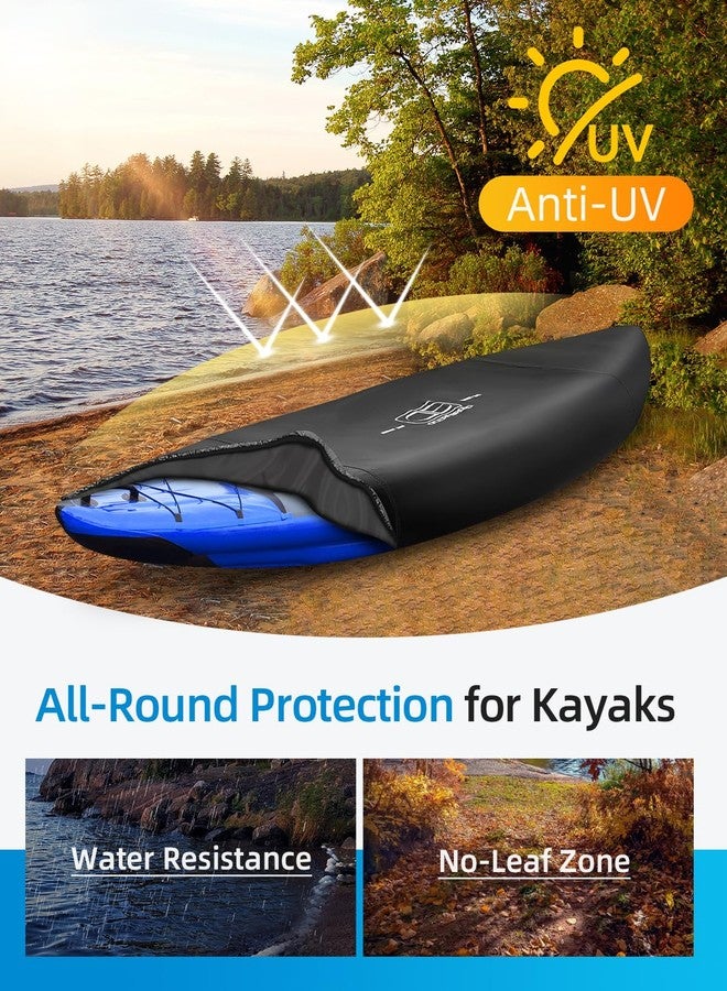OCEANBROAD Kayak Cover, Water-Resistant UV-Resistant Kayak(Non-Fishing) Canoe Dust Covers for Outdoor Storage, Suitable for 9.3-10.5ft Length, Up to 34in Width, 420D Black - Image 2