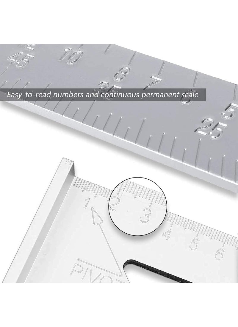RAVIRANDAL RAVIRANDAL Speed Square Layout Tool Double Side Aluminum Square Ruler Rafter Square Protractor High Precision Aluminum Alloy Triangle Ruler Imperial Rafter Square Angle Tool For Engineer Carpenter  - Image 4