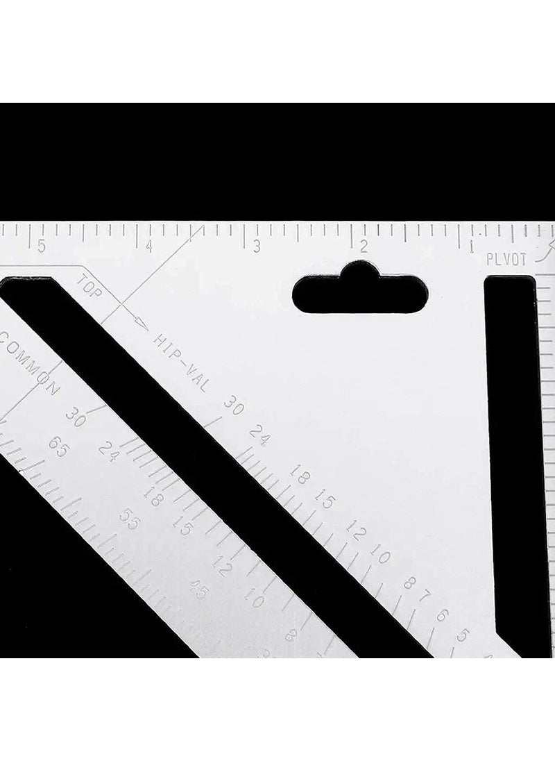 RAVIRANDAL RAVIRANDAL Speed Square Layout Tool Double Side Aluminum Square Ruler Rafter Square Protractor High Precision Aluminum Alloy Triangle Ruler Imperial Rafter Square Angle Tool For Engineer Carpenter  - Image 2