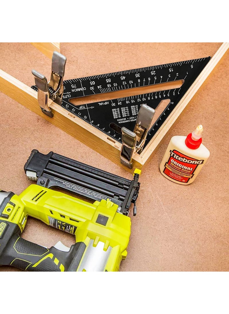 RAVIRANDAL RAVIRANDAL Speed Square Layout Tool Double Side Aluminum Square Ruler Rafter Square Protractor High Precision Aluminum Alloy Triangle Ruler Imperial Rafter Square Angle Tool For Engineer Carpenter  - Image 3