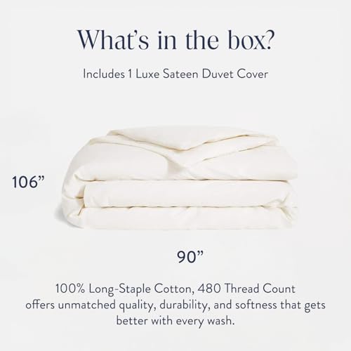 Brooklinen Luxury Sateen Duvet Cover - 100% Cotton, King/California King Size in Cream with Extra-Long Corner Ties and Button Closure - Best King/Cali King Duvet Covers - Image 2