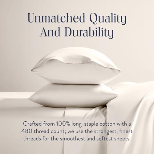 Brooklinen Luxury Sateen Duvet Cover - 100% Cotton, King/California King Size in Cream with Extra-Long Corner Ties and Button Closure - Best King/Cali King Duvet Covers - Image 5
