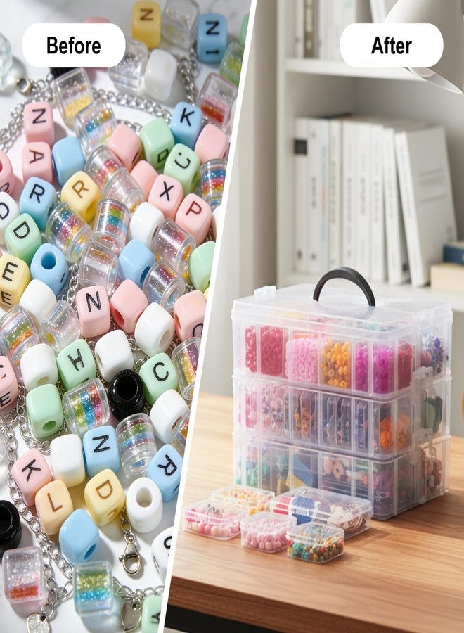 SGHUO Bead Organizer Box, 56 pcs Small Organizers, 3-Tier Stackable Storage Container Box for Art Craft Storage, Washi Tape, Kids Toys, Jewelry, Beauty & Sewing Supplies - Image 4