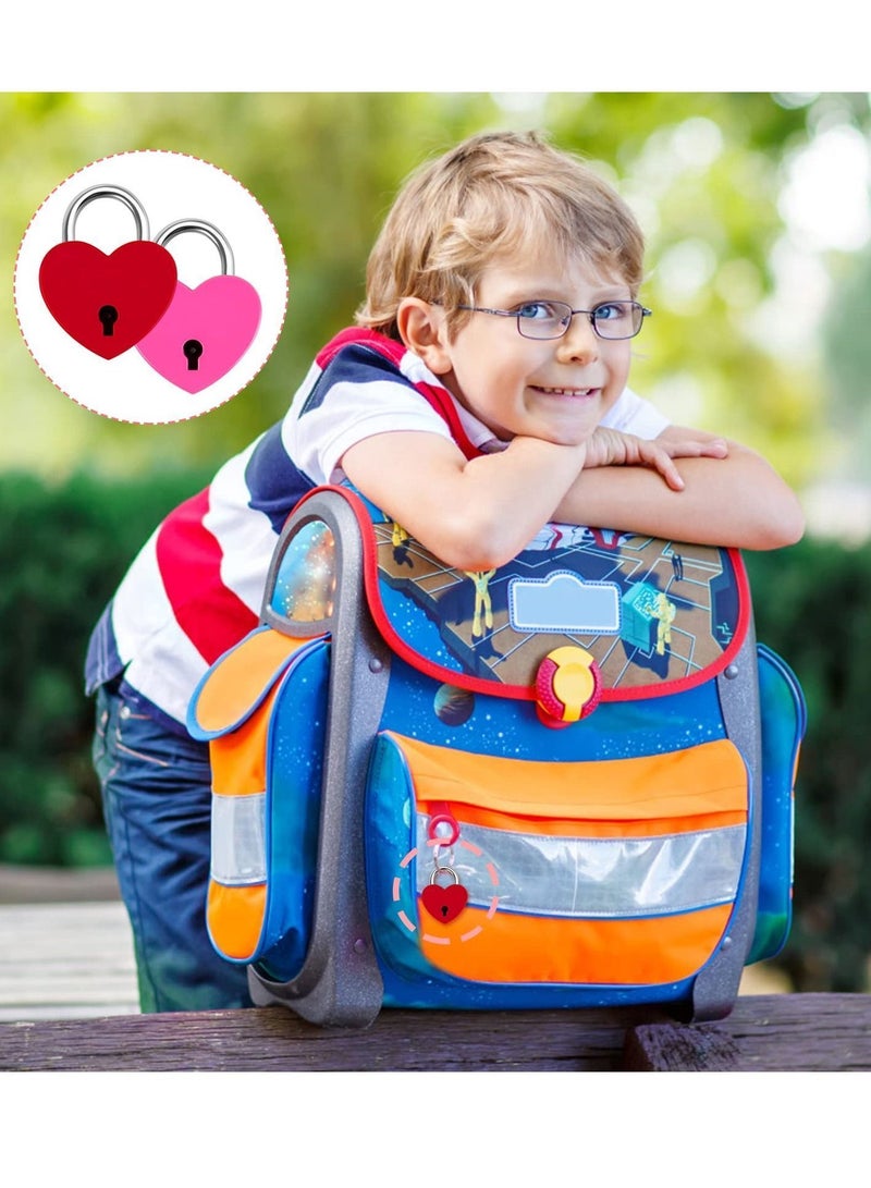 7 Piece Small Padlock Mini Lock Alloy Heart Shaped with Key Suitcase Locker Decorative Diary Love for Box Luggage (Multi Color) - Image 2