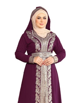 ماركة غير محددة عبايه الجمال الخامه شيفون بحزام المقاس وان سايز تلبيس 80 كيلو للنساء  - Image 2