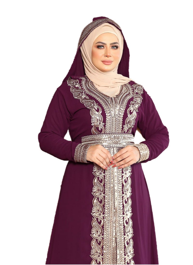 ماركة غير محددة - عبايه الجمال الخامه شيفون بحزام المقاس وان سايز تلبيس 80 كيلو للنساء - Image 1