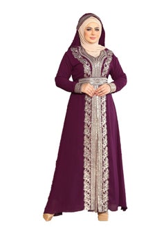 ماركة غير محددة عبايه الجمال الخامه شيفون بحزام المقاس وان سايز تلبيس 80 كيلو للنساء  - Image 1