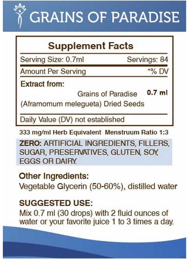 Secrets of the Tribe - Grains Of Paradise Tincture Alcoholfree Liquid Extract Grains Of Paradise (Aframomum Melegueta) Dried Seeds (2 Fl Oz) - Image 1