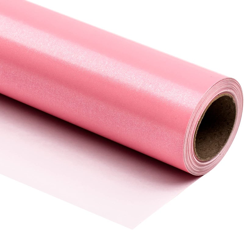 WRAPAHOLIC Wrapping Paper Roll Mini Roll 17 Inch X 33 Feet Pink Pearlized Paper for Birthday Holiday Wedding Baby Shower