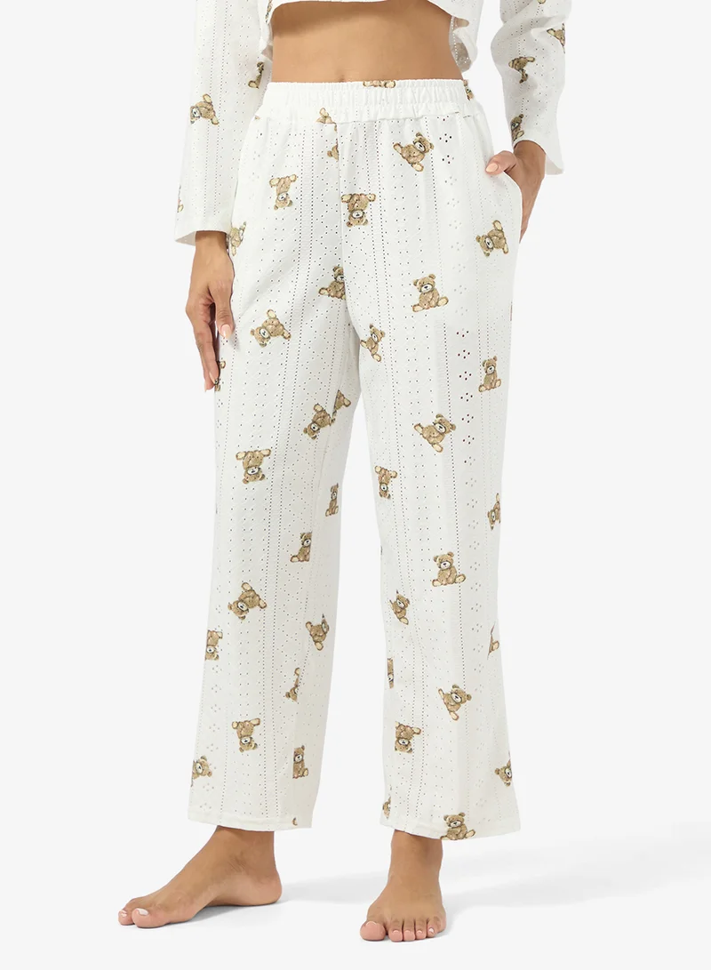 Ginger Pointelle Printed Top & Pyjama Set