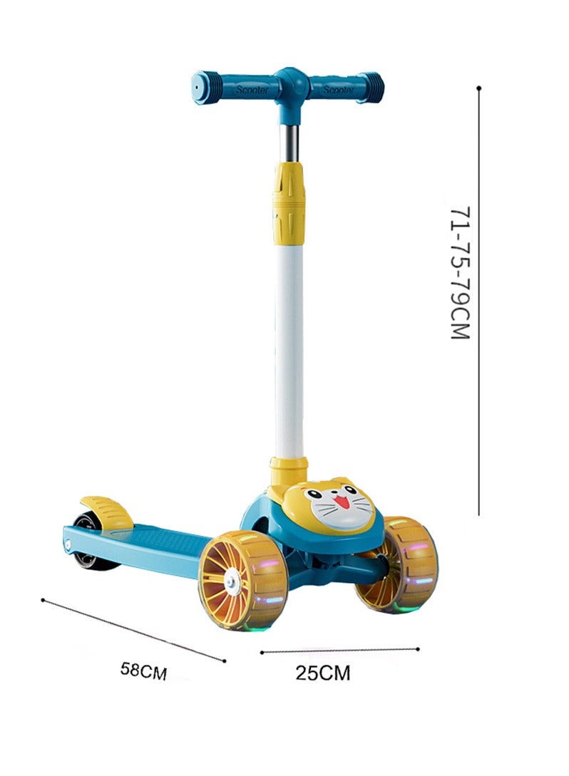 شور يمكن لسكوتر الأطفال الجلوس والركوب بعجلة وامضة بإضاءة LED وارتفاع قابل للتعديل وقابل للطي للأنشطة الخارجية للأولاد والبنات - Image 5