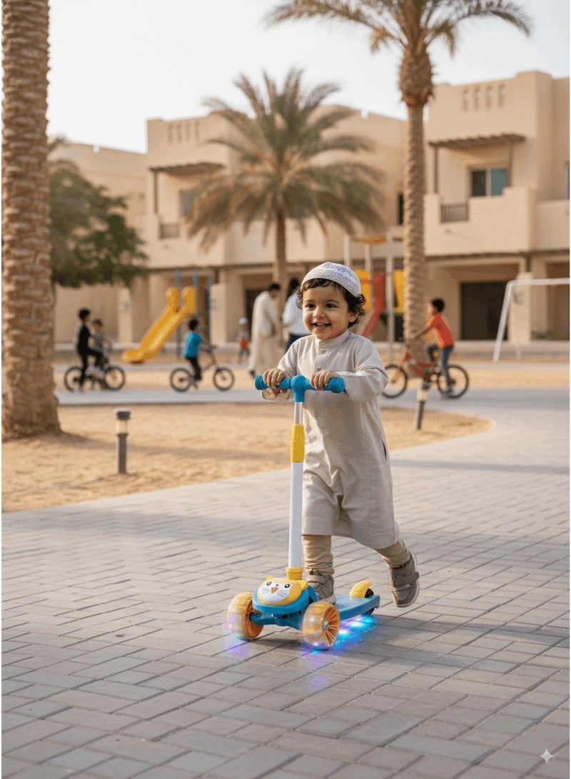 شور يمكن لسكوتر الأطفال الجلوس والركوب بعجلة وامضة بإضاءة LED وارتفاع قابل للتعديل وقابل للطي للأنشطة الخارجية للأولاد والبنات - Image 2