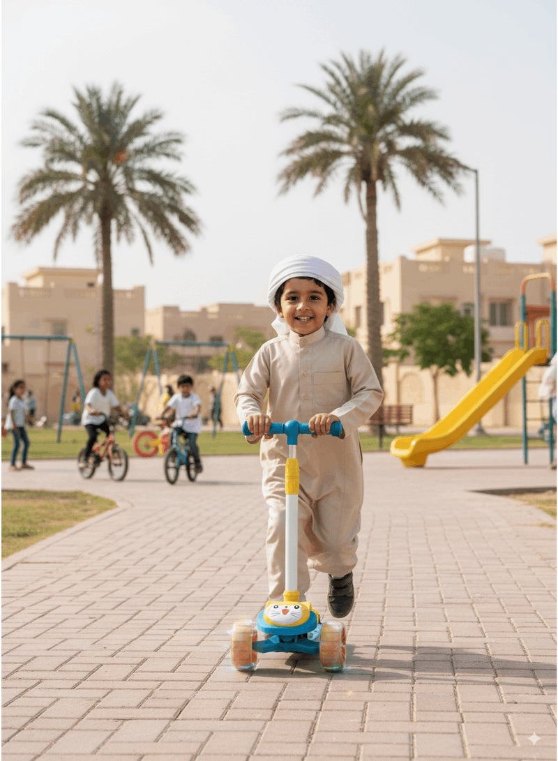 شور يمكن لسكوتر الأطفال الجلوس والركوب بعجلة وامضة بإضاءة LED وارتفاع قابل للتعديل وقابل للطي للأنشطة الخارجية للأولاد والبنات - Image 3