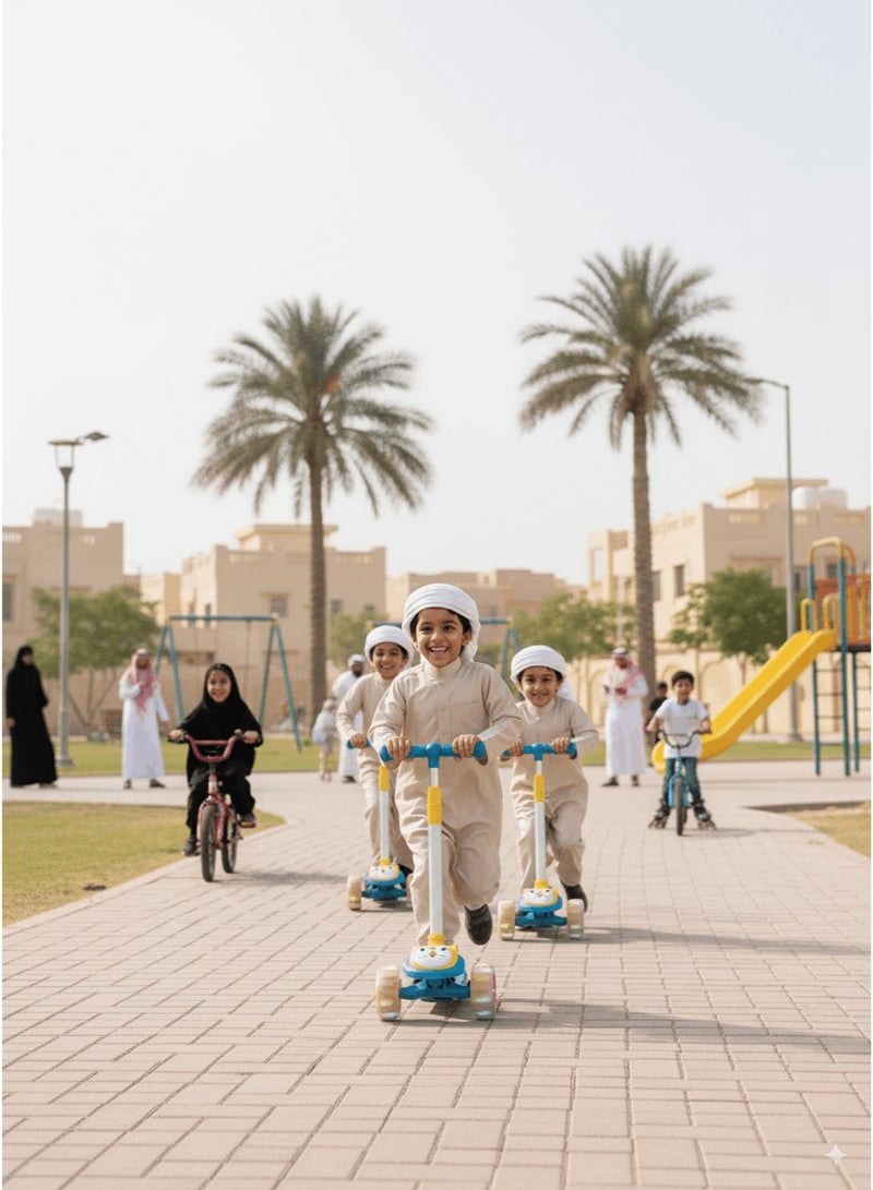 شور يمكن لسكوتر الأطفال الجلوس والركوب بعجلة وامضة بإضاءة LED وارتفاع قابل للتعديل وقابل للطي للأنشطة الخارجية للأولاد والبنات - Image 4