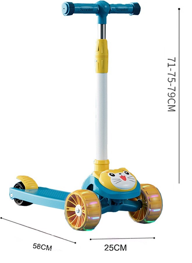 Shuer - Children's Scooter Can Sit And Ride Led Light Flashing Wheel Adjustable Height Foldable Scooter Outdoor Activities For Boys Girls - Image 1