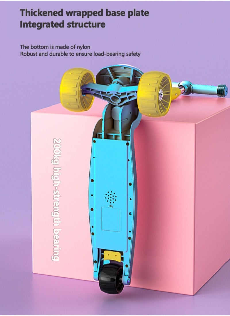 Shuer - Children's Scooter Can Sit And Ride Led Light Flashing Wheel Adjustable Height Foldable Scooter Outdoor Activities For Boys Girls - Image 1