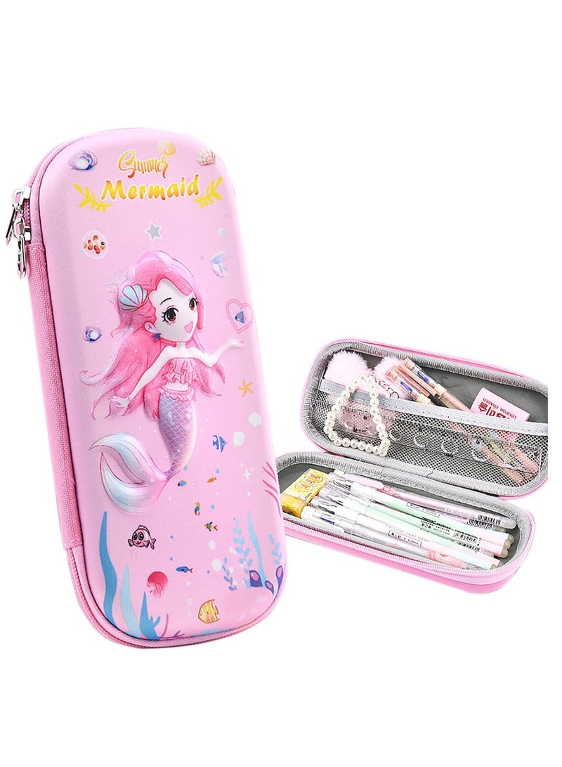 عام حزمة 3D القلم وقلم رصاص مربع، 9 بوصة × 4 بوصة × 2 بوصة مربع قلم رصاص الثابت لتخزين القلم وعلامة وهدايا عطلة (حورية البحر) - Image 1