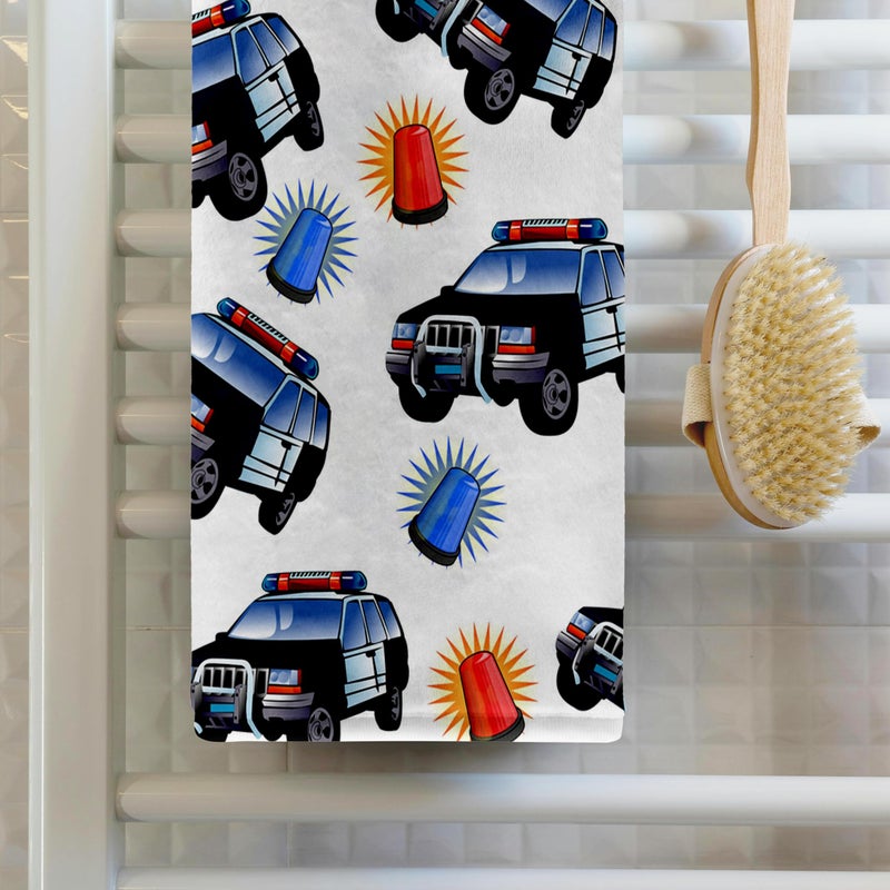 3DROSE 3D Rose Print of Police Cars with Flashing Lights Pattern Hand Towel  15"" x 22"" - Image 2