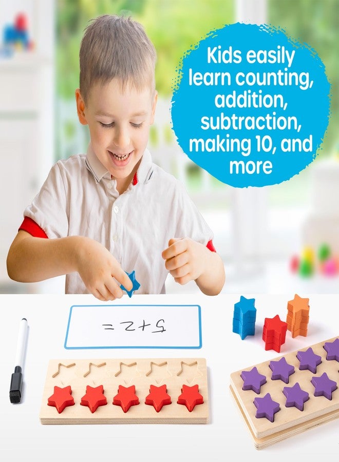 SYNARRY Wooden Ten-Frame Set Math Manipulatives for Kindergarten Classroom Elementary 1st 2nd Grade, Montessori Toys Gifts for 3-8, Addition and Subtraction Counters Math Games for Kids Ages 6-8 - Image 3