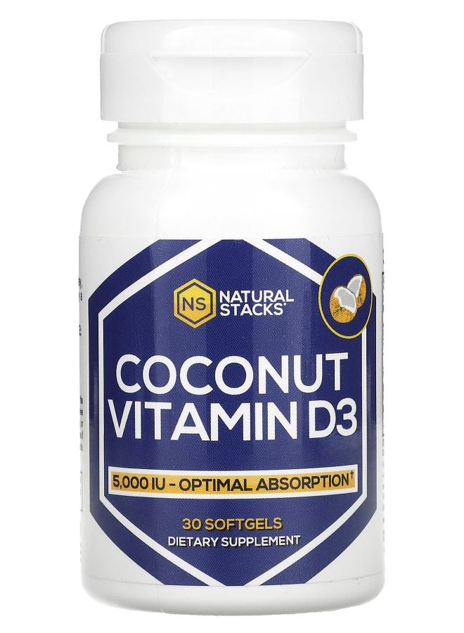Natural Stacks Coconut Vitamin D3 5000 IU 30 Softgels