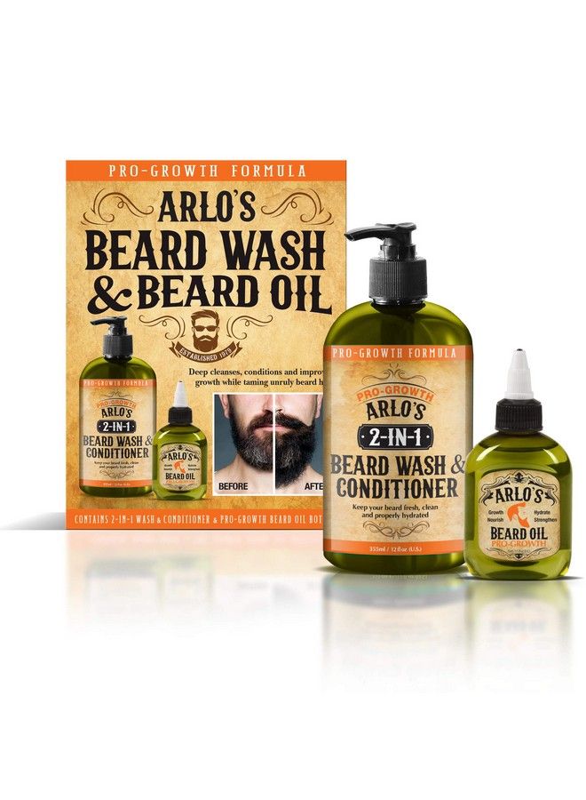 Arlo's 2In1 Progrowth Beard Wash And Conditioner 12 Oz With Progrowth Beard Oil 2Pc Kit - Image 2