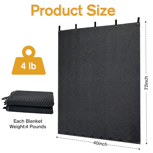 JZHLLA 72 x 40 Studio Large Sound Dampening Blanket Sound Insulated Blanket Sound Absorbing Blanket with Grommets for Soundproofing Noise Reduction Light Blocker Basement Recording Studio - Image 3