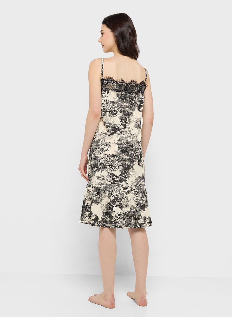 Ginger Lace Detail Floral Slip Dress  - Image 2