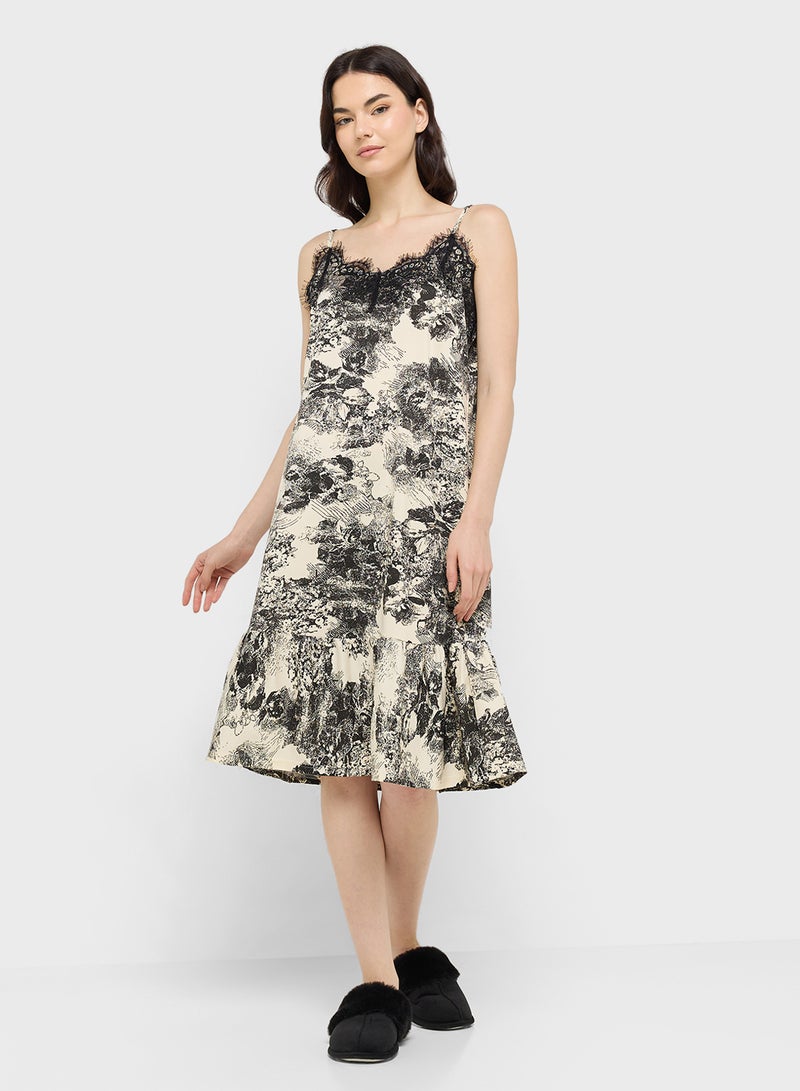Ginger Lace Detail Floral Slip Dress  - Image 4