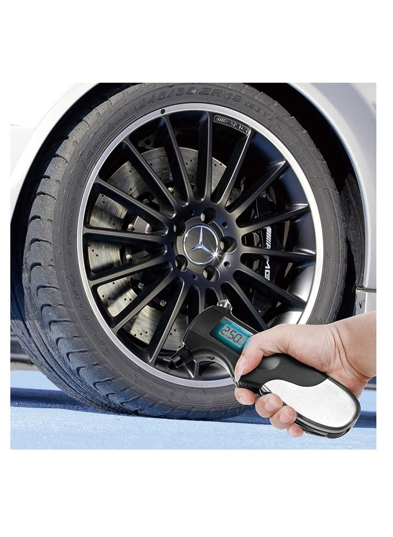 Y&D Car Tire Pressure Gauge Tyre Stainless Steel LED Outdoor Flashlight Digital Use for All Vehicles Emergency Tools Black  - Image 5