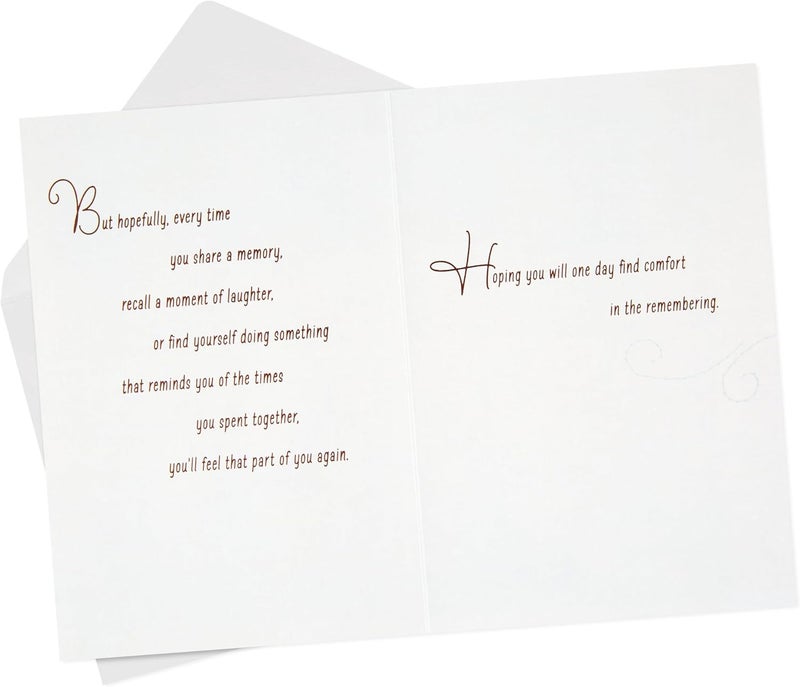 Hallmark Sympathy Card with Stitched Feather Artwork and Gemstone Accents - Image 2