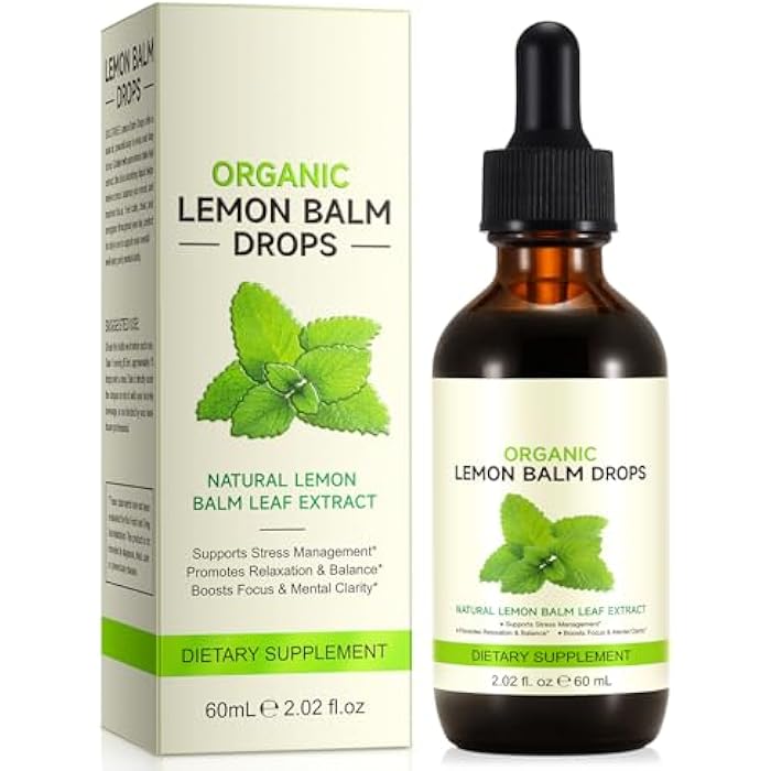 jollifish Organic Lemon Balm Drops - 120 Servings Herbal Supplements with Natural Lemon Balm Leaf Extract for Digestion & Relaxation Supports Healthy Sleep, Non-GMO, Alcohol-Free - 2 Fl.oz - Image 1