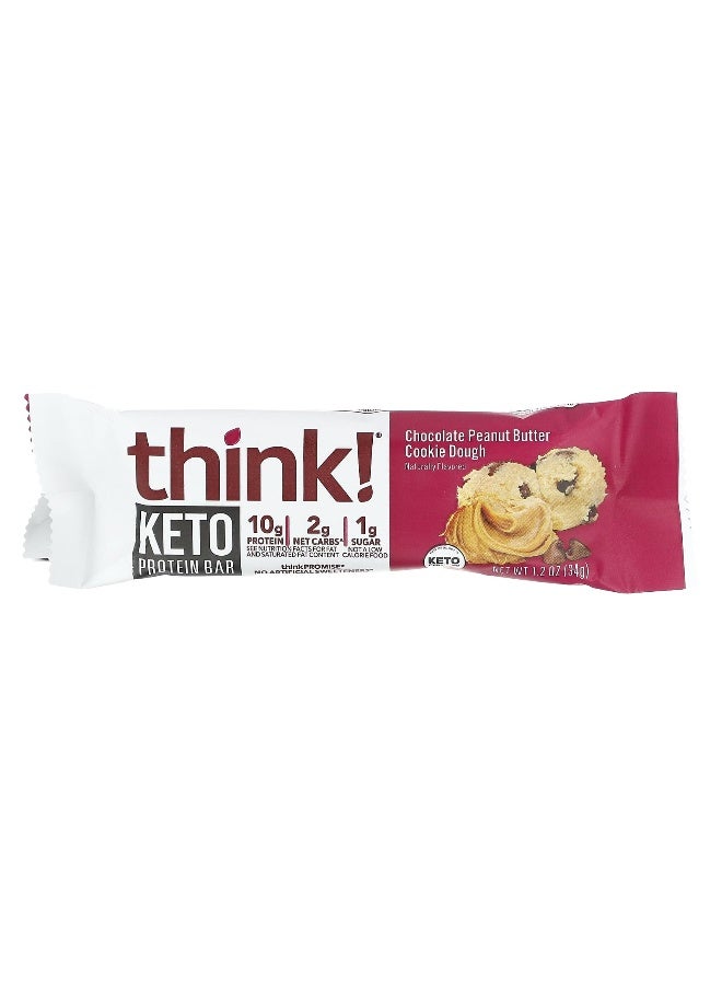 think! Think !, Keto Protein Bars, Chocolate Peanut Butter Cookie Dough, 10 Bars, 1.2 oz (34 g) Each (Packaging may vary) - Image 3