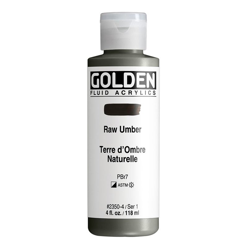 GOLDEN Fluid Acrylics, Raw Umber, 4 fl. oz. Bottle, Professional Acrylic Paint, Semi-Opaque - Image 1