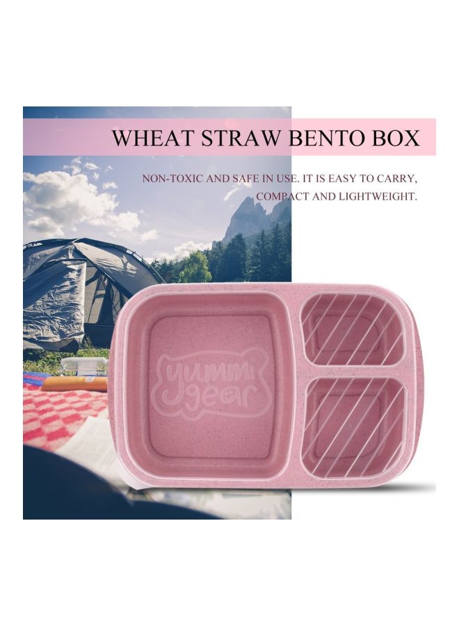 علبة غداء مقسمة إلى 3 أجزاء ومزودة بغطاء الوردي/الشفاف 23.5x15x5سم - Image 4