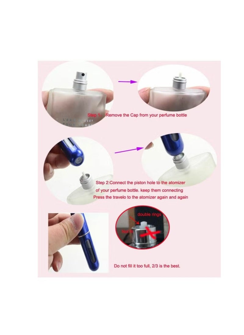 ORiTi 5ml Perfume Bottle Round Head Mini Handy Size Press Perfume Atomizer Refillable Leakproof Spray Travel Portable Self Pump Empty Fragrance Container