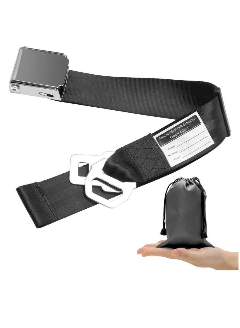Excefore Airplane Seat Belt Extender Adjustable 7-35'' Universal Airline Seatbelt Extenders with Carry Case Compatible with Most Airplane, for Most Major Airplane - Image 1