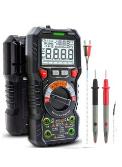 Digital Multimeter TRMS 6000 Counts Ohmmeter Auto-Ranging Fast Accurately Measures Voltage Current Amp Resistance Diodes Continuity Duty-Cycle Capacitance Temperature for Automotive (HT118A)