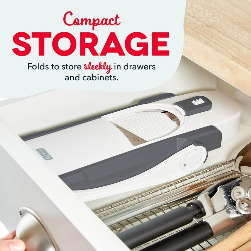 DASH Safe Slice® Mandoline Slicer, Julienne + Dicer for Vegetables, Meal Prep & More with 30+ Presets & Thickness Adjuster - Grey - Image 5