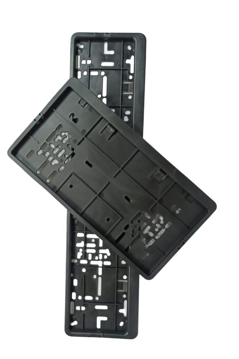 إيتافا إطار لوحة أرقام السيارة الطويل والقصير لإمارة دبي | طقم حامل لوحات رقم قطعتين (53×13 سم + 33×17.5 سم) | تصميم أسود ABS مع تثبيت بالبراغي | غطاء لوحات أنيق - Image 2