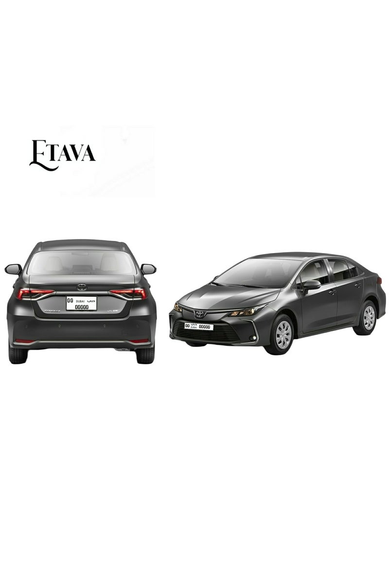 إيتافا إطار لوحة أرقام السيارة الطويل والقصير لإمارة دبي | طقم حامل لوحات رقم قطعتين (53×13 سم + 33×17.5 سم) | تصميم أسود ABS مع تثبيت بالبراغي | غطاء لوحات أنيق - Image 4