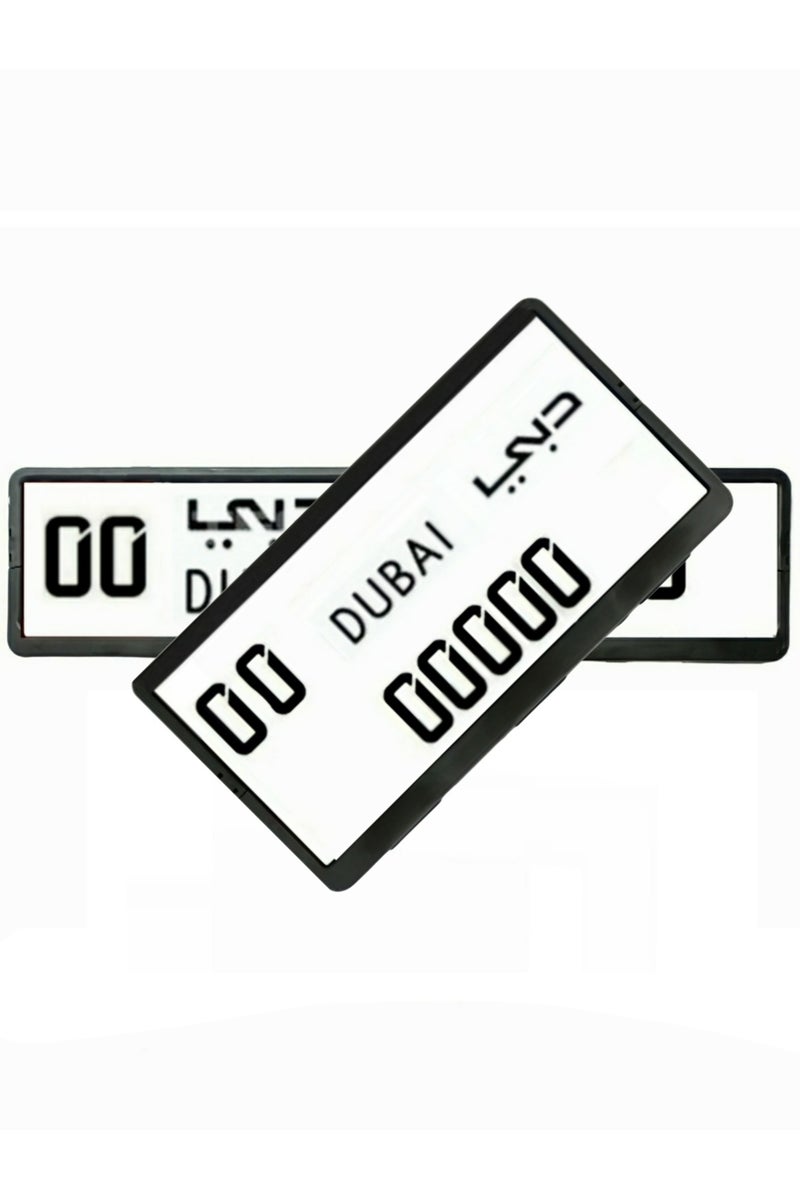 إيتافا إطار لوحة أرقام السيارة الطويل والقصير لإمارة دبي | طقم حامل لوحات رقم قطعتين (53×13 سم + 33×17.5 سم) | تصميم أسود ABS مع تثبيت بالبراغي | غطاء لوحات أنيق - Image 5