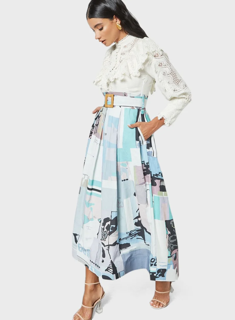 Threadz by Ajooni Lace Bodice Dress