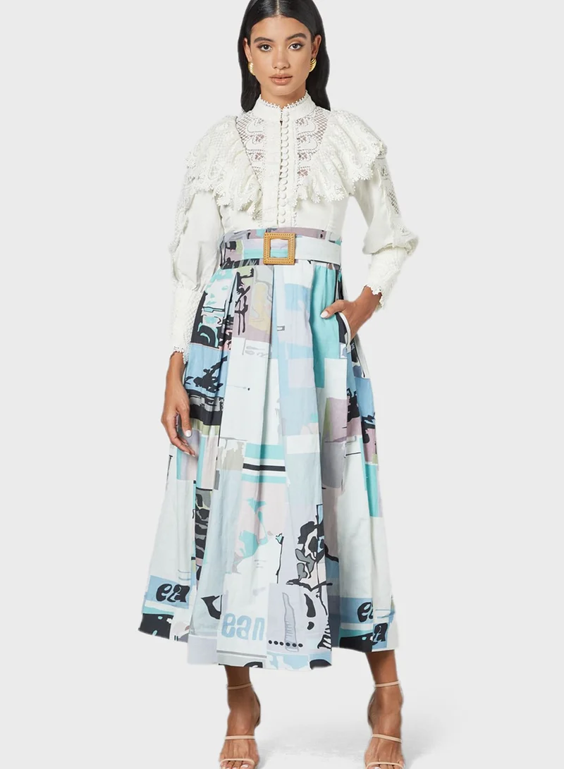 Threadz by Ajooni Lace Bodice Dress