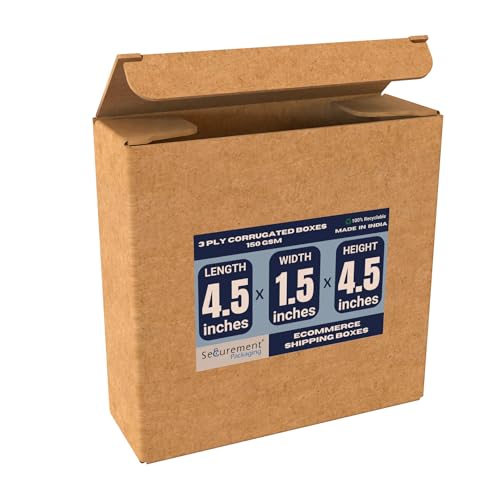 SECUREMENT® 3 Ply Corrugated Box for packing for Secure Shipping, Moving, Courier & Goods Transportation - 4.5 x 4.5 x 1.5 inches (100 Boxes) - Image 2