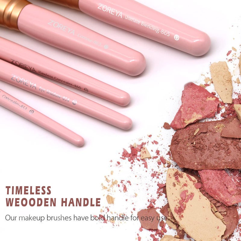 Raffaello ZOREYA Makeup Brush Set - 15 Pcs Premium Synthetic Foundation Concealers Eye Shadows Make Up Brush,Eyeliner Brushes(Pink) - Image 3