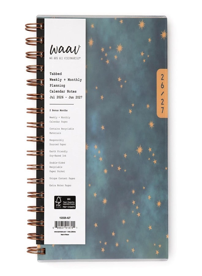 Blue Sky WAAV 2026-2027 Weekly and Monthly Academic Year Planner Calendar, July 2026 - June 2027, 7" x 9", Flexible Cover, Wirebound, Laminated Tabs, Storage Pocket, Includes 20 Extra Notes Pages, Callisto - Image 1