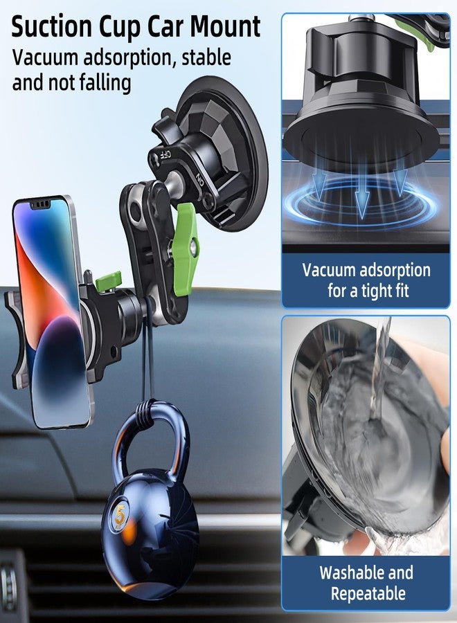 HEMMOTOP Suction Cup Car Phone Mount, 12 in Heavy Duty Metal Cell Phone Holder for Windshield, 360° Rotation Vacuum Magic Arm for iPhone All Smartphone & Cars Truck - Image 2