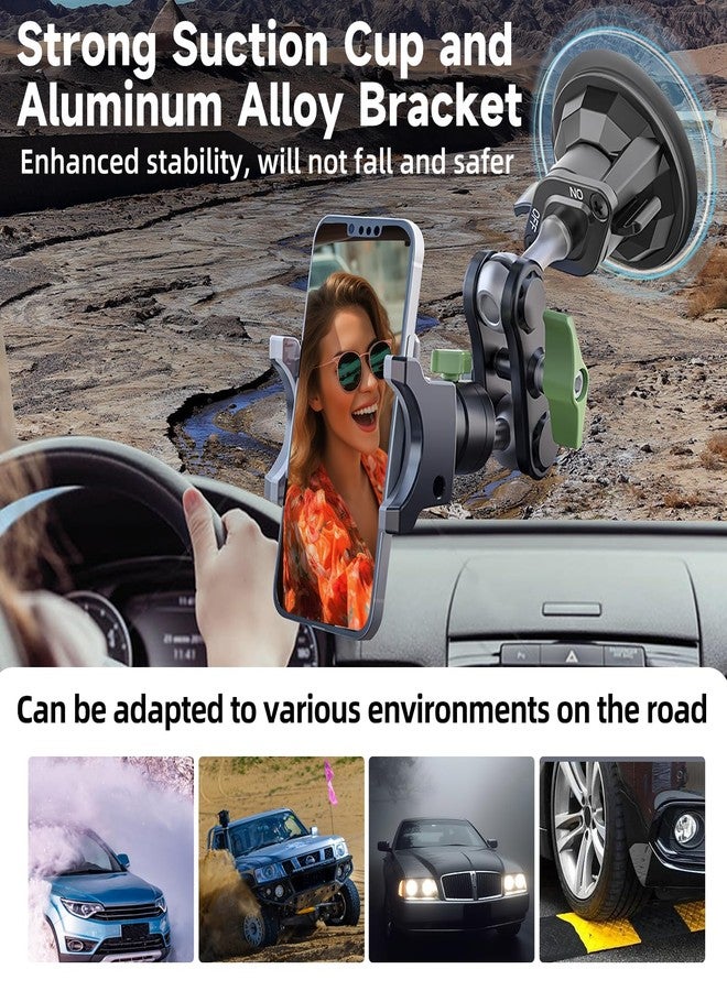 HEMMOTOP Suction Cup Car Phone Mount, 12 in Heavy Duty Metal Cell Phone Holder for Windshield, 360° Rotation Vacuum Magic Arm for iPhone All Smartphone & Cars Truck - Image 5