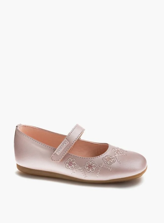 بابلوسكي Girls Leather Hook & Loop School Mary Jane Shoes